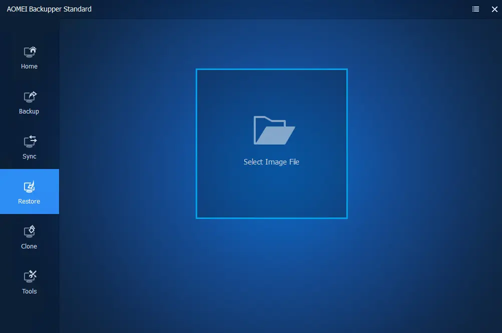 AOMEI backupper standard restore