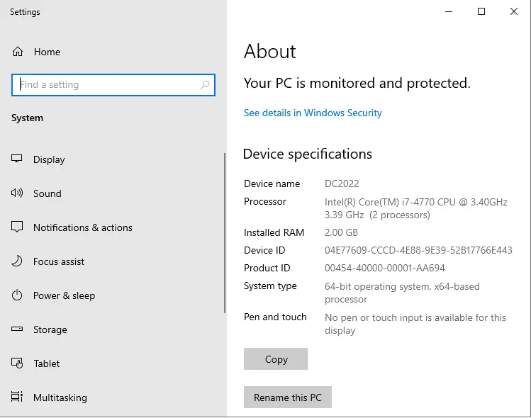 About device specifications