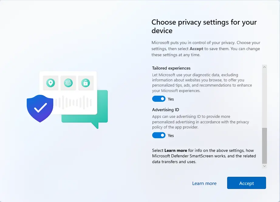 Accept Windows 11 Privacy setting