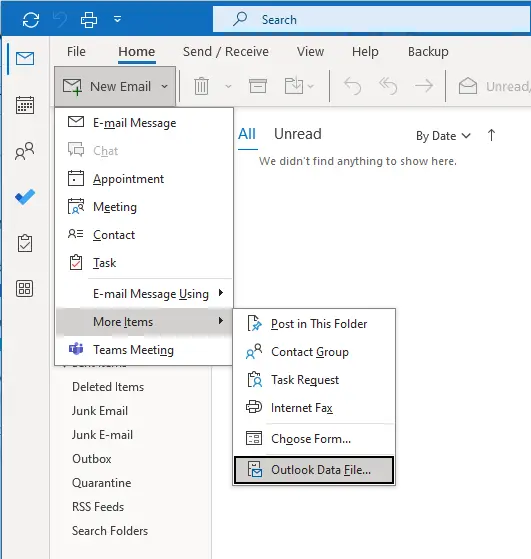 Access archived emails in Outlook