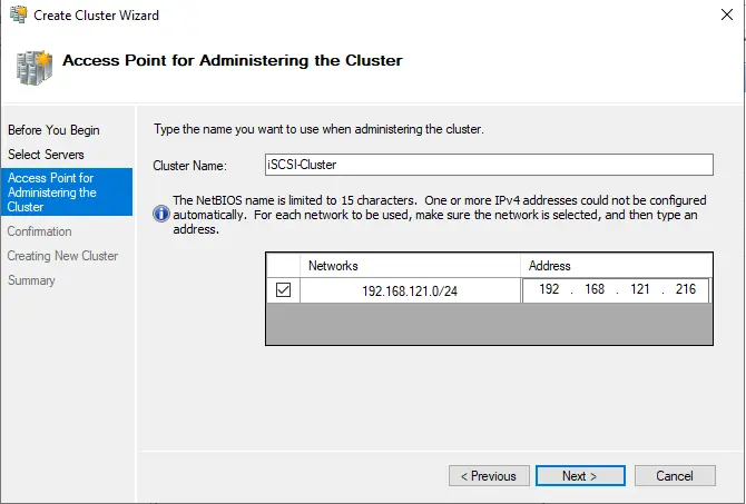 Access point for administering the cluster