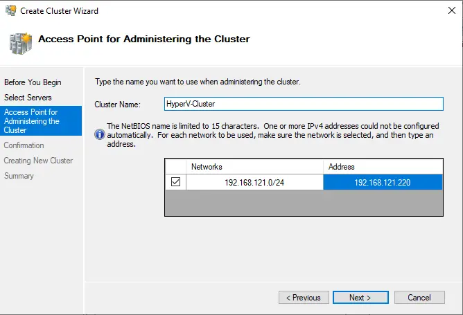 Access point for administering the cluster