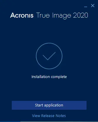 Acronis True Image installation complete