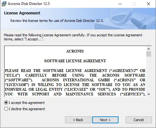 Acronis disk director license agreement