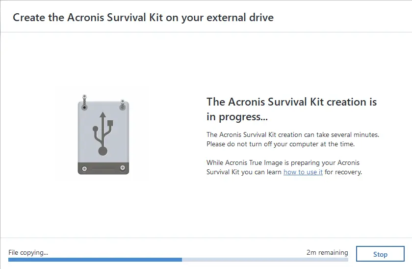 Acronis survival kit creation