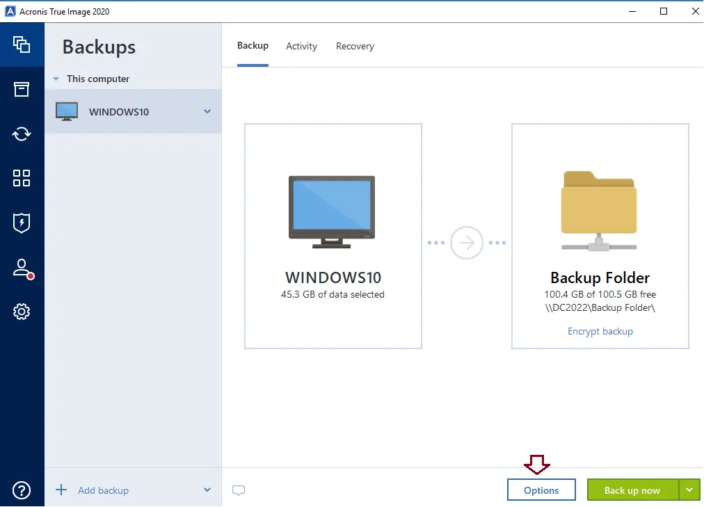 Acronis true image backup