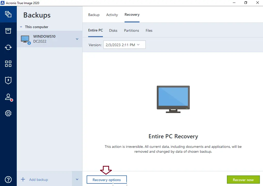 Acronis true image recovery