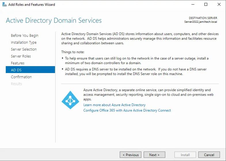 Active directory domain services AD DS