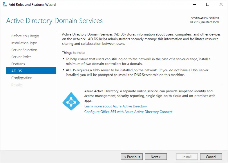 Active directory domain services AD DS