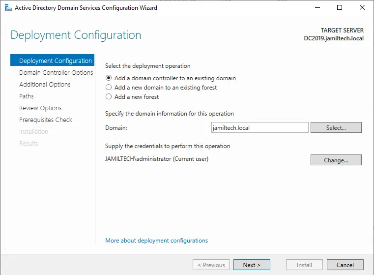 Active directory domain services configuration wizard