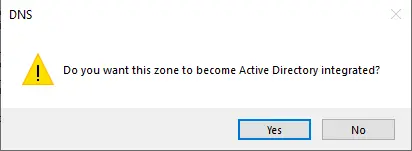 Active directory integrated warning