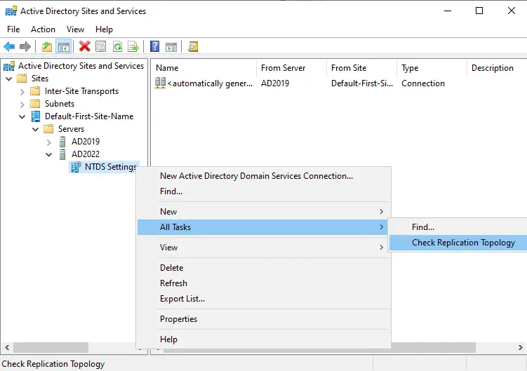 Active directory sites and services