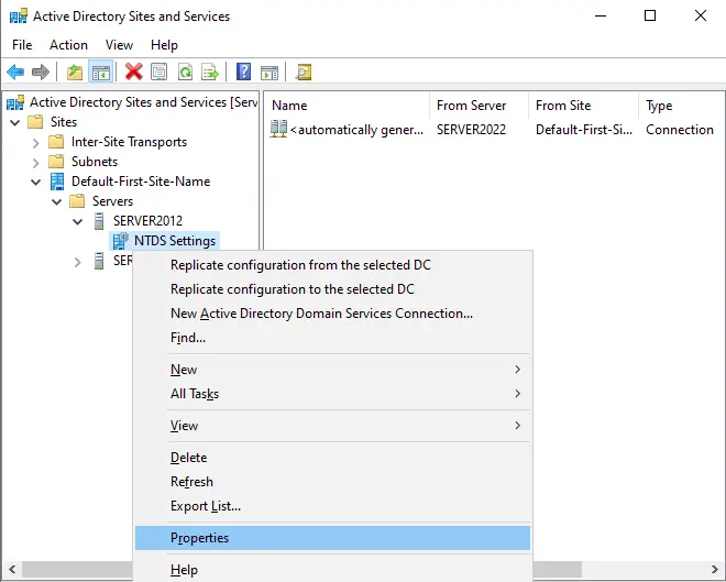 Active directory sites and services