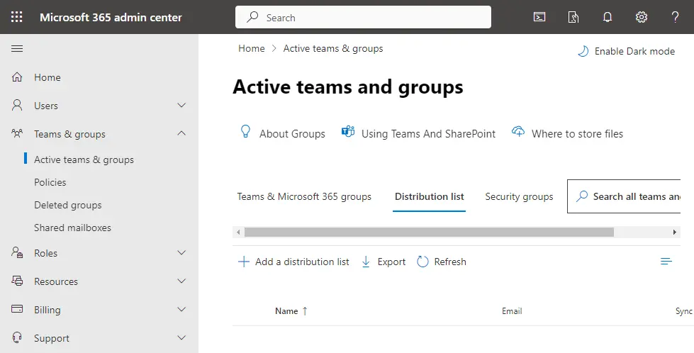 Active teams and groups office 365