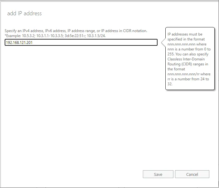 Add IP address receive connector