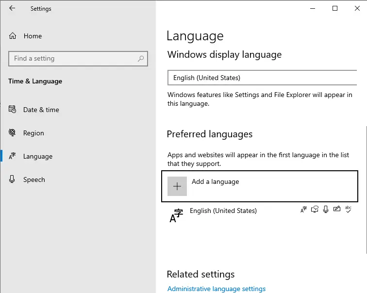 Add a language in Windows