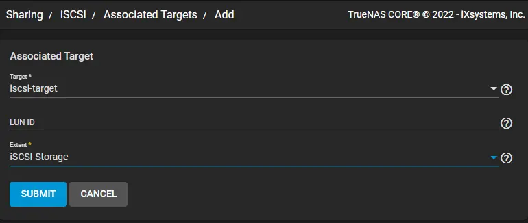 Add associated targets truenas