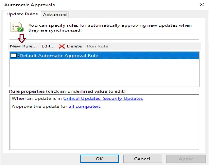 Add automatic approval rule WSUS