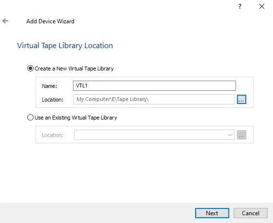 Add device wizard StarWind