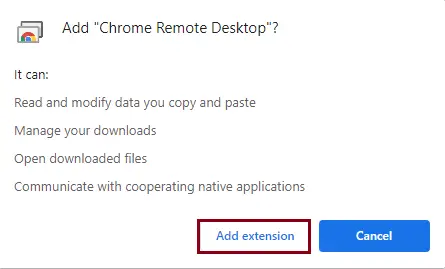 Add extension Chrome remote desktop