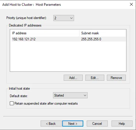 Add host to cluster host parameters