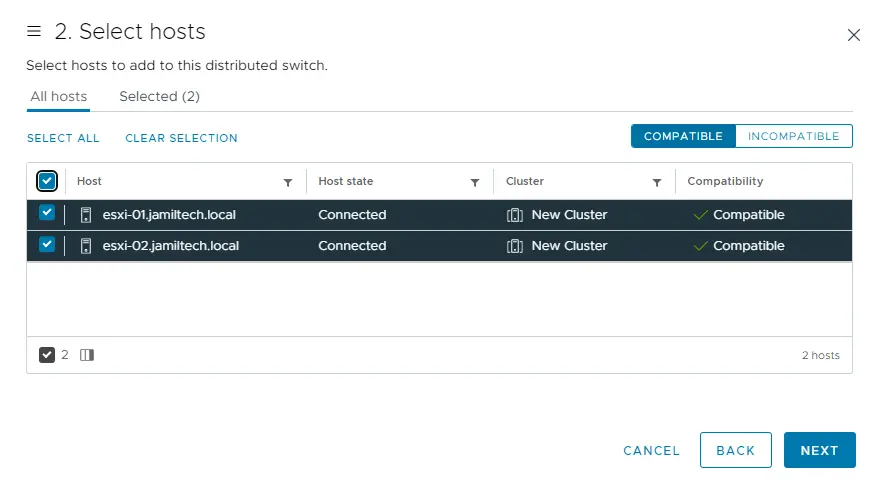 Add hosts to distributed switch