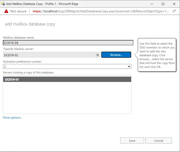 Add mailbox database copy in exchange