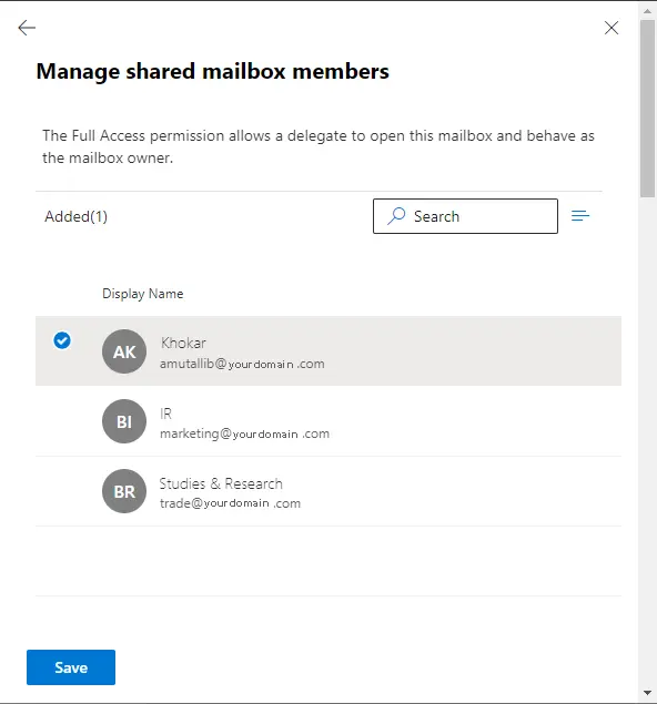 Add members to shared mailbox