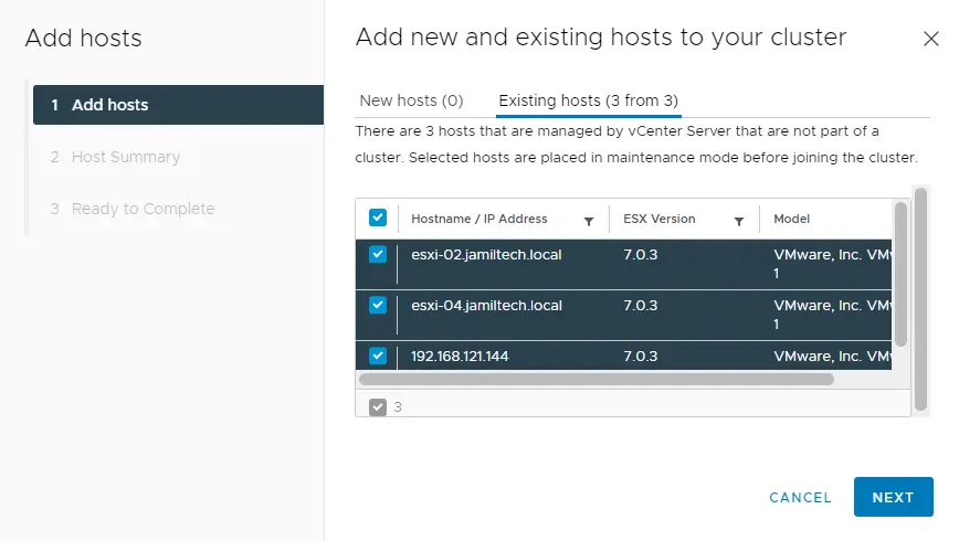 Add new and existing hosts