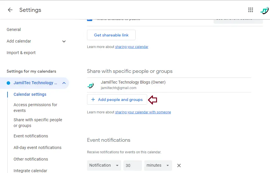 Add people and groups Google calendar