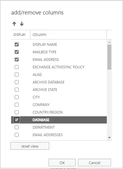 Add remove columns database