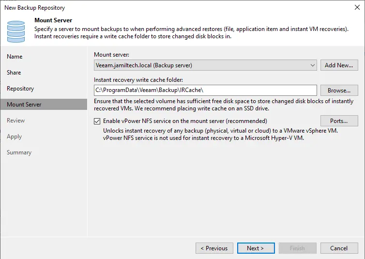 Add repository mount server Veeam