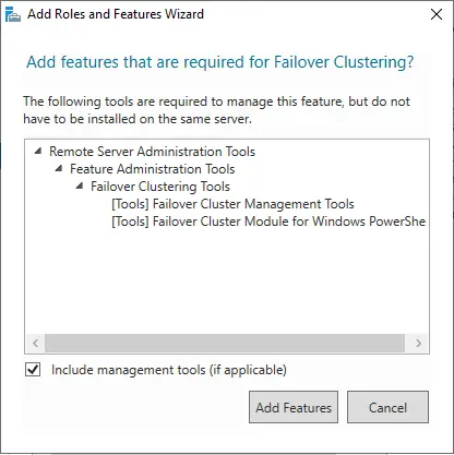 Add required features for failover clustering