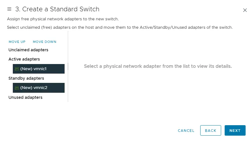 Add two NICs to the vSwitch