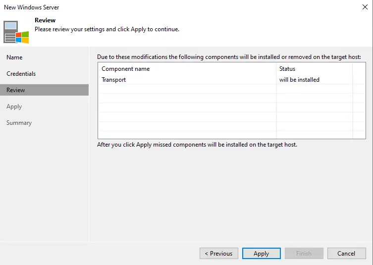 Adding Microsoft Windows servers Veeam