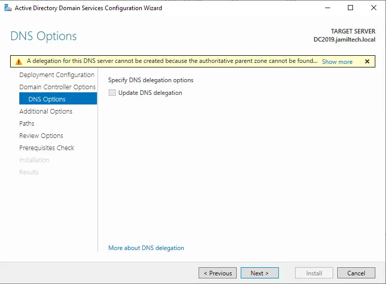 Additional domain controller DNS options