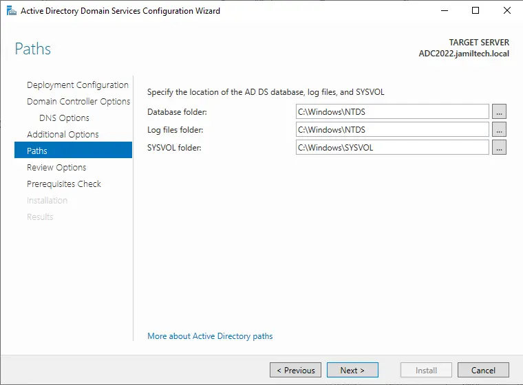 Additional domain controller paths