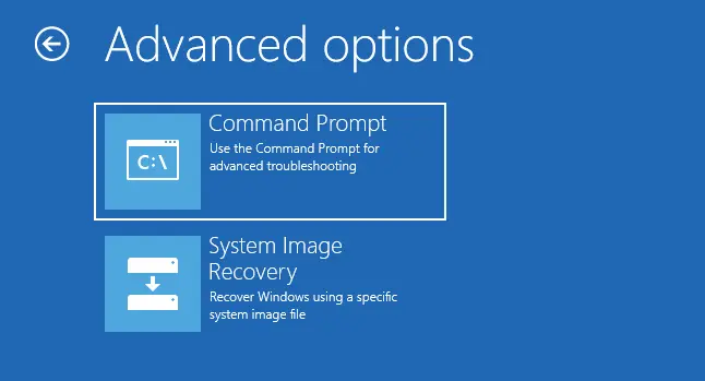 Advanced options command prompt