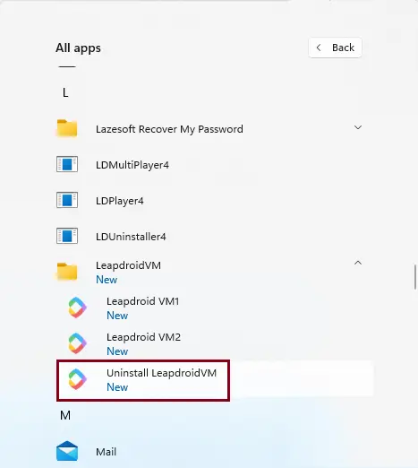 All apps uninstall leapdroid