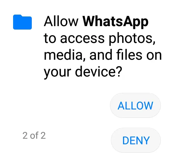Allow WhatsApp to access photos