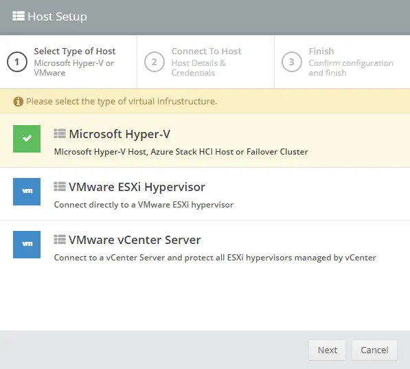 Altaro add Hyper-V server