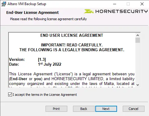 Altaro end user license agreement