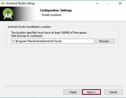 Android Studio Install location