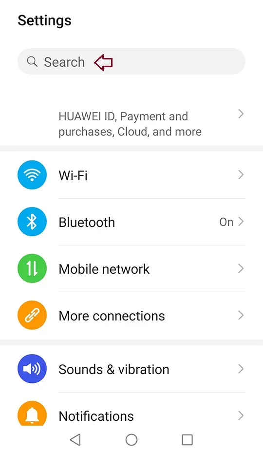 Android phone settings app