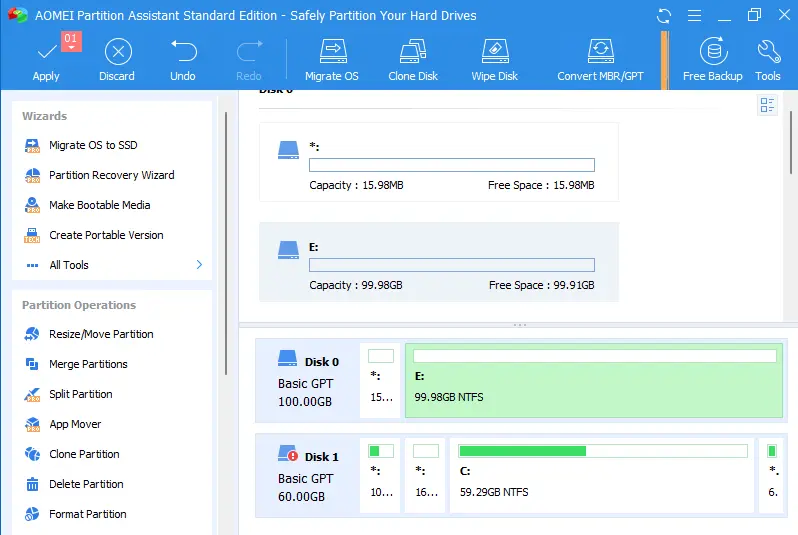 Aomei partition assistant apply