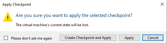 Apply checkpoint VM Hyper-V