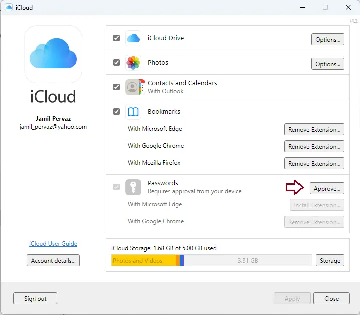 Approve passwords iCloud app