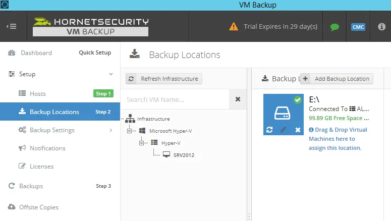 Ataro VM backup locations