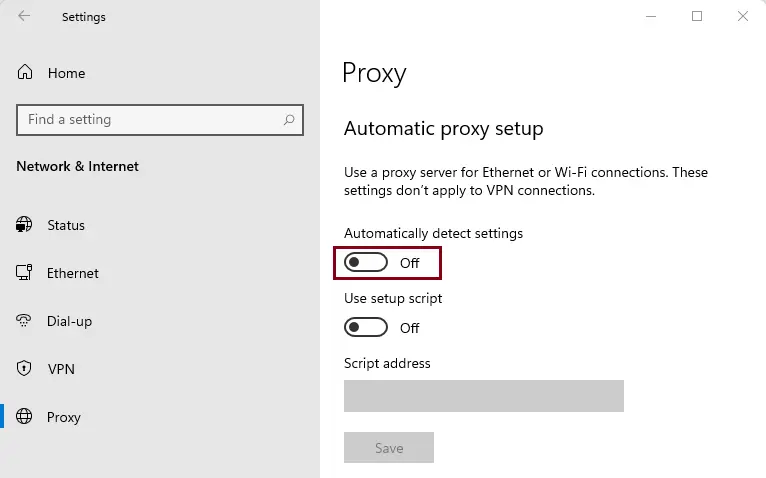 Automatic proxy setup