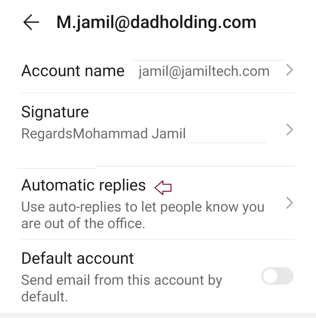 Automatic replies mobile outlook